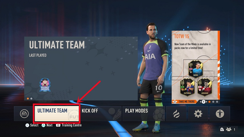 Inloggen bij Ultimate Team
